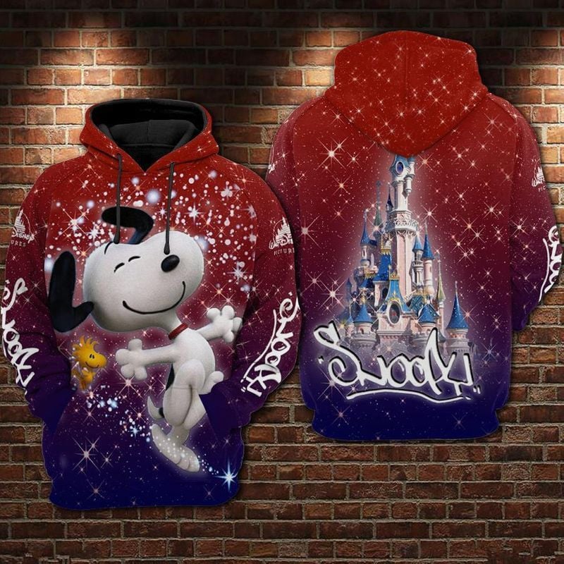 Snoopy And Woodstock Twinkle Disney Castle Over Print 3d Hoodie Zip Hoodie