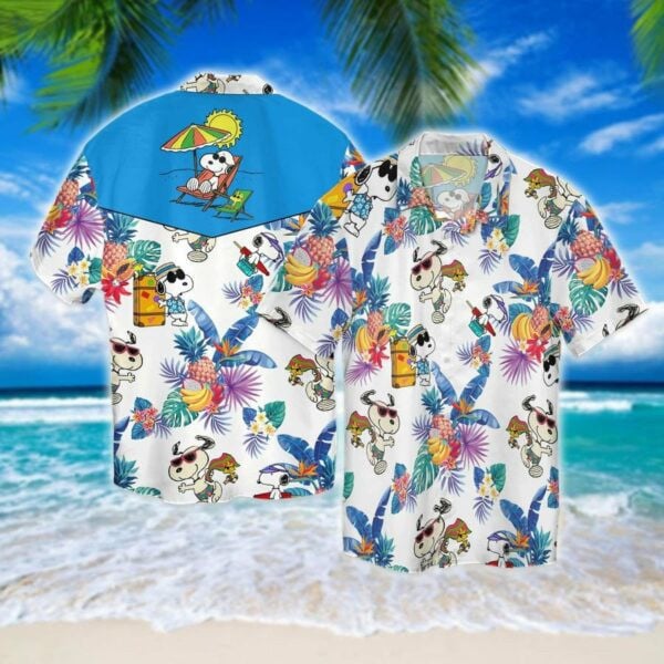 Peanuts Snoopy Gifts Snoopy Tropical Hawaiian 6k893 Print Short Sleeve Hawaiian Shirt 135