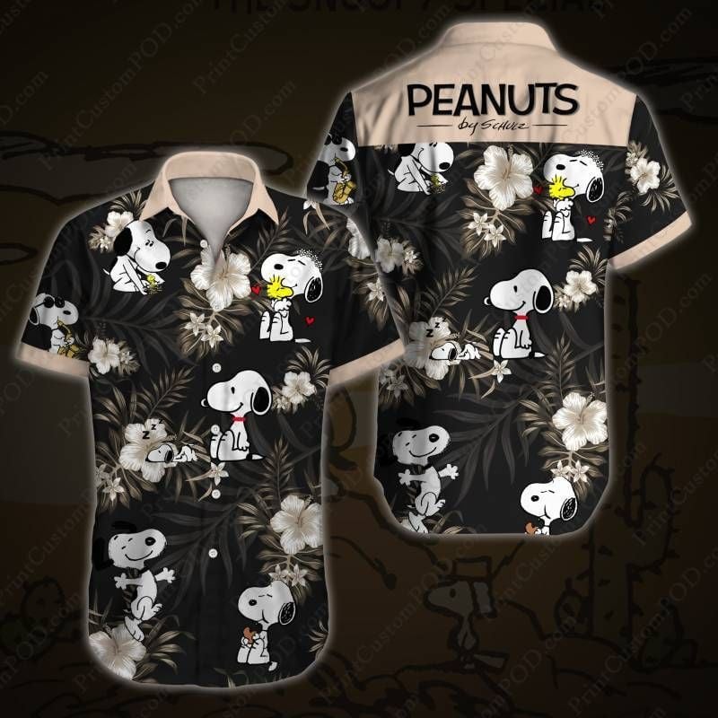 Snoopy Hawaiian Graphic Print Short Sleeve Hawaiian Casual Shirt 85