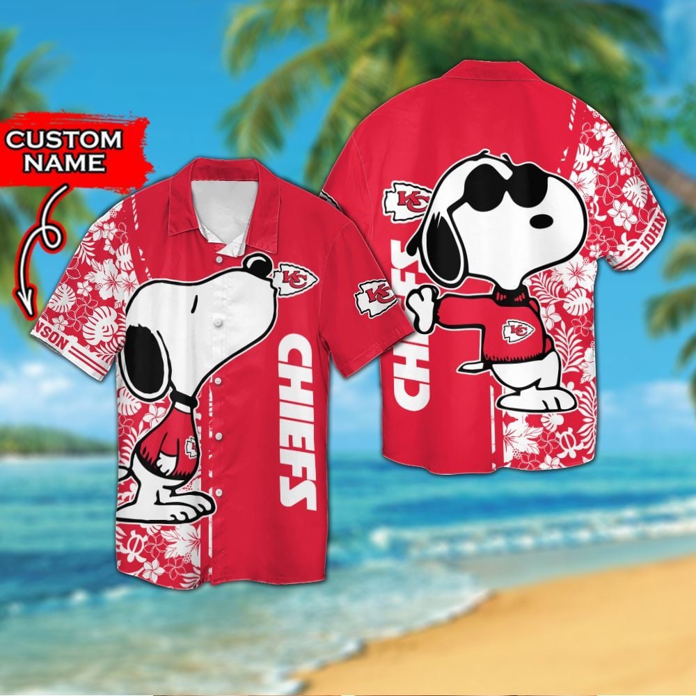 Kansas City Chiefs & Snoopy Custom Personalized Short Sleeve Button Up Tropical Aloha Hawaiian Shirts For Men Women Nfl