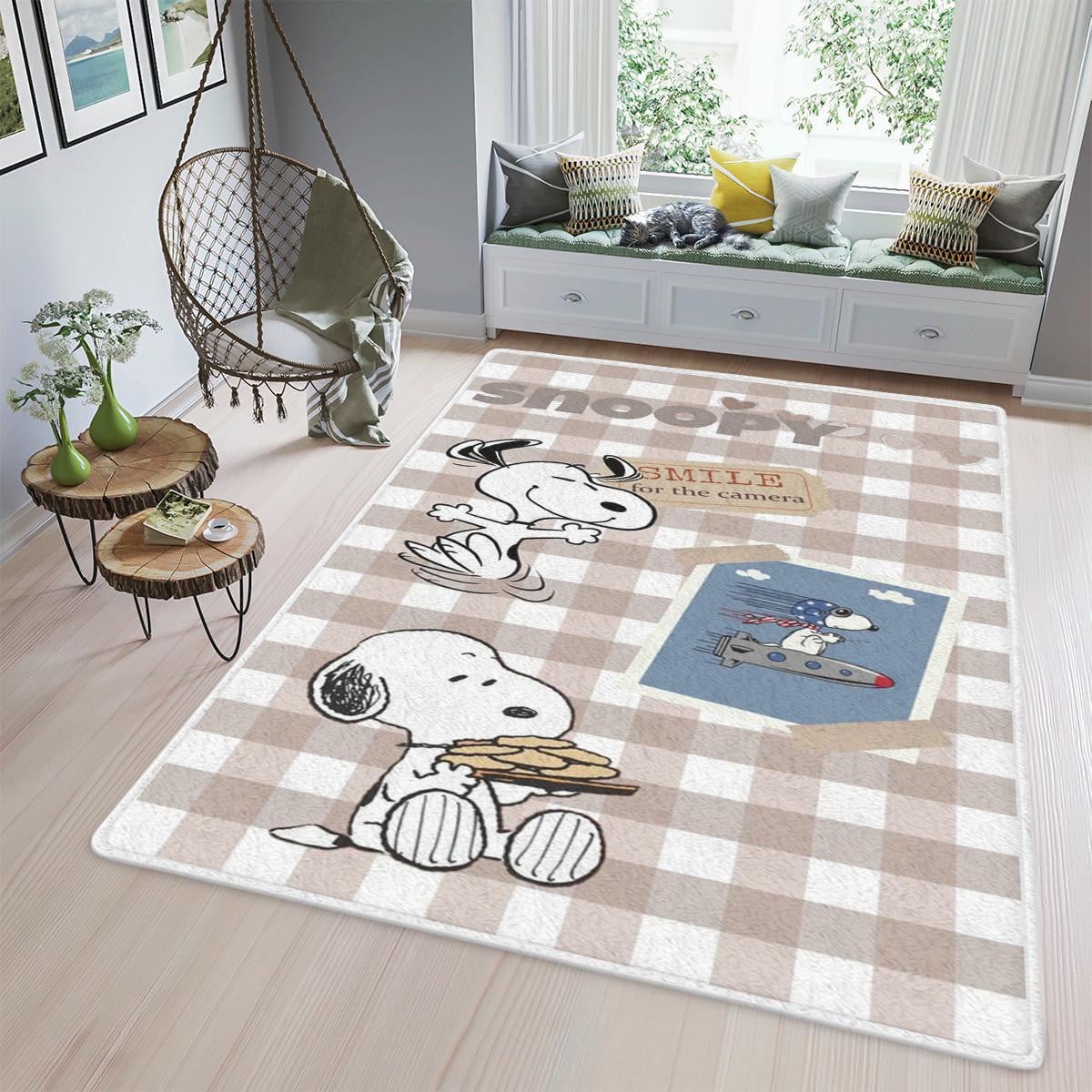 Snoopy Peanuts Smile For The Camera Fan Gift, Snoopy Peanuts Rug Home Decor Floor Decor