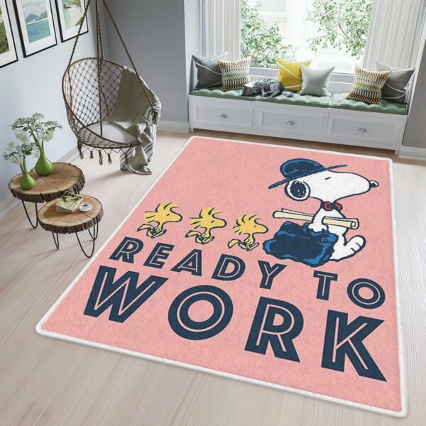 Snoopy Ready To Work Peanuts Cartoon Gifts Lover Area Rug Living Room,snoopy Peanuts Gift For Fan Rug Home Decor Floor Decor 1368