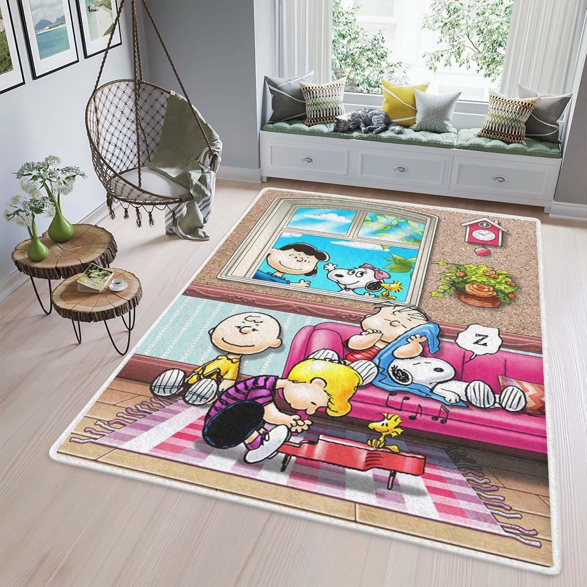 Peanuts Snoopy And Friends Enjoy The Life Rug, Christmas Gifts, Snoopy Area Rug Living Room Rug Home Decor Floor Decor