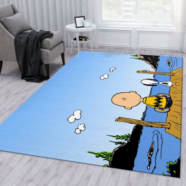 Snoopy And Charlie Brown Peanuts Cartoon Area Rug Living Room, Snoopy Gift For Fan Rug Home Decor Floor Decor 903