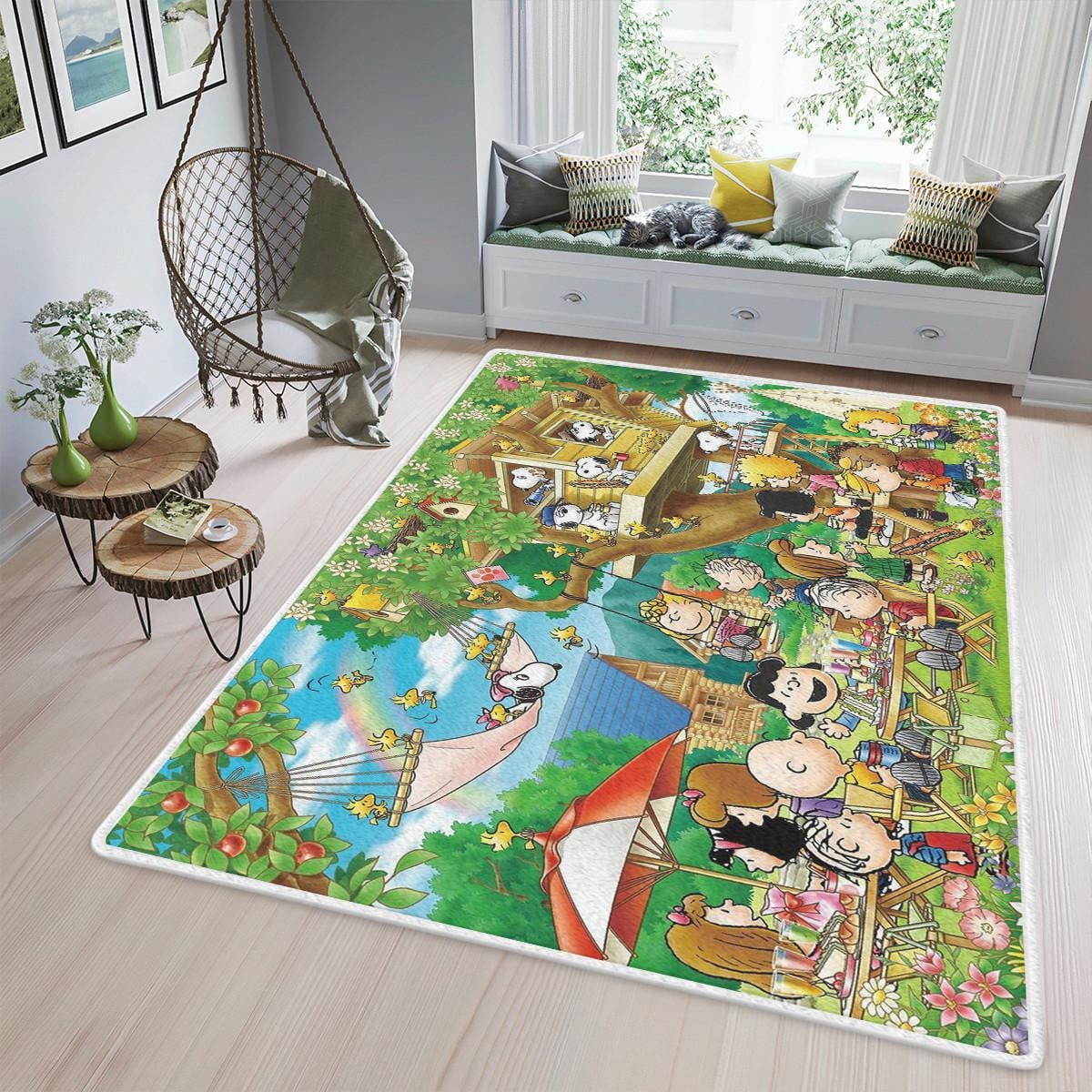 Party Tree House Snoopy Charlie Brown The Peanuts Cartoon Gift Lover Area Rug Living Room,snoopy The Peanuts Gift For Fan Rug Home Decor Floor Decor