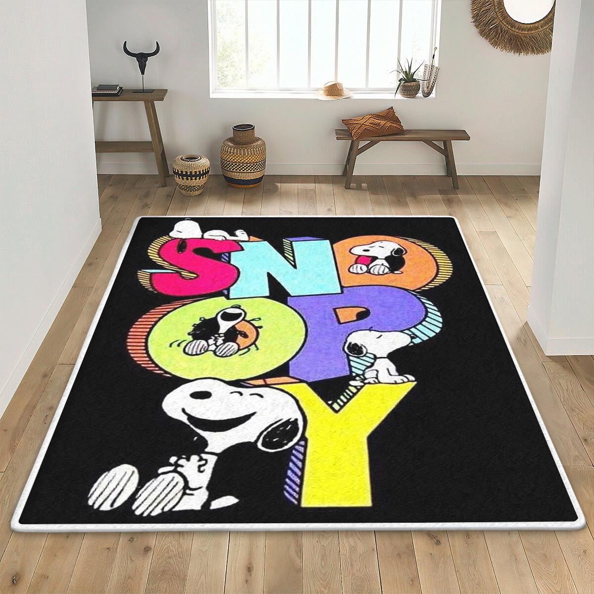 Snoopy The Peanuts Fan Gift Area Rug Living Room, Snoopy Colorful Font Gift, Funny Snoopy Rug Home Decor Floor Decor