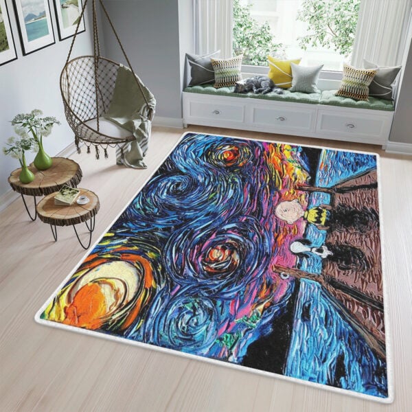 For Snoopy Charlie Brown Starry Night Lover Gift Area Rug Living Room, Snoopy Rug Home Decor Floor Decor 1529