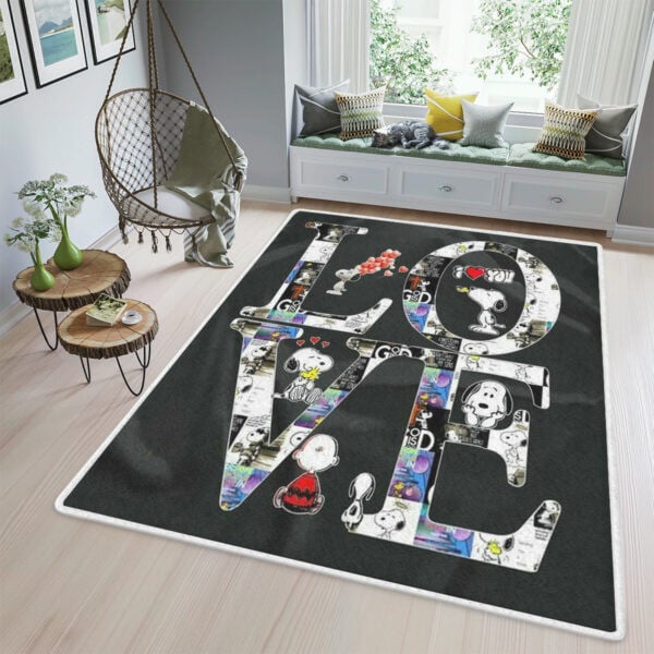 Snoopy Peanuts Happy Valentine's Day 2 Fan Gift, Snoopy Peanuts Happy Valentine's Day Rug Home Decor Floor Decor 1177
