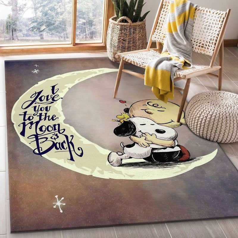 Love You To The Moon And Back Snoopy Charlie Brown Area Rug Living Room And Bed Room Rug Gift Us Decor 1011