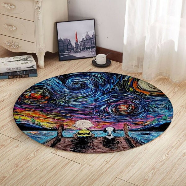 Peanuts Charlie Brown And Snoopy Christmas Gift Round Rug Living Room And Bed Room Rug Gift Us Decor 337