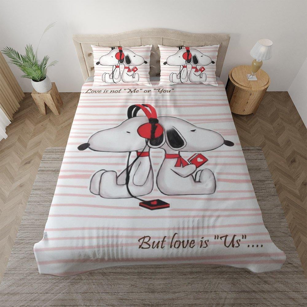 Snoopy The Peanuts Fan Gift, Valentine's Day Gift, Snoopy Love Is Not Me Or You But Love Is Us Duvet Quilt Bedding Set
