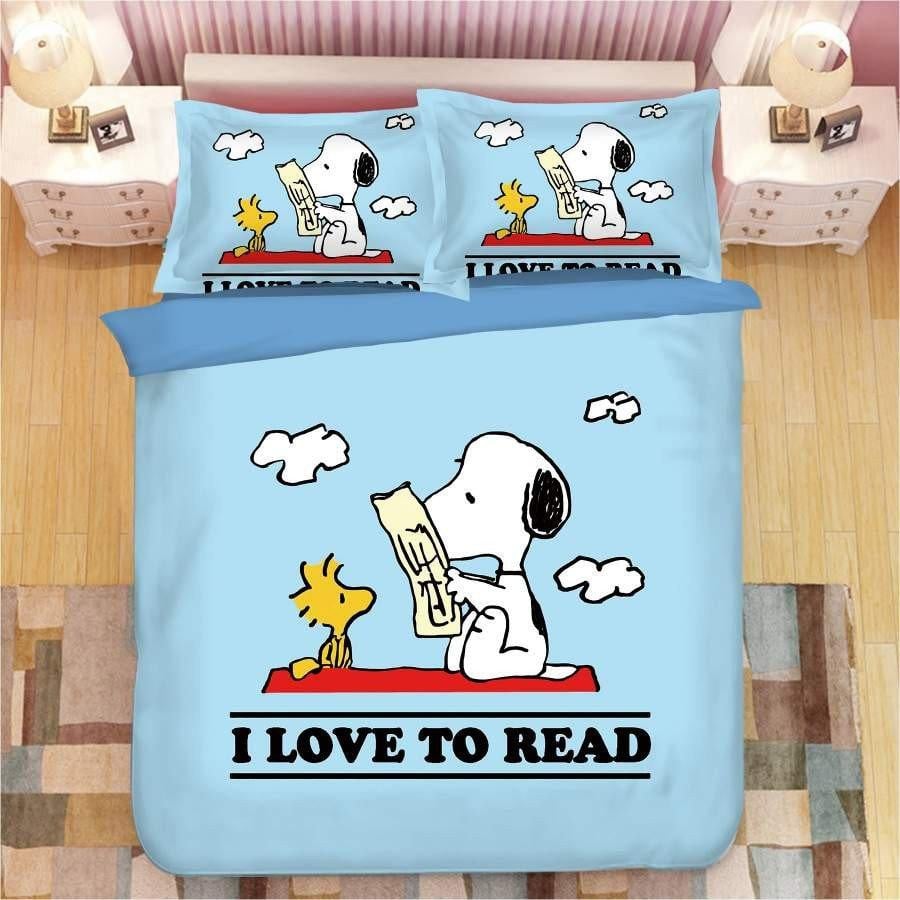 Snoopy The Peanuts Fan Gift, Snoopy Reading, Snoopy I Love To Read Duvet Bedding Set