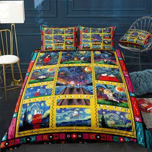 Charlie Brown And Snoopy Woodstock Art 3d Duvet Quilt Bedding Set