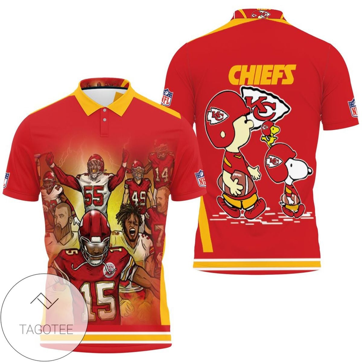 Mens & Womens Snoopy Kansas City Chiefs Afc West Division Champions Division Super Bowl 2021 All Over Print Polo Shirt