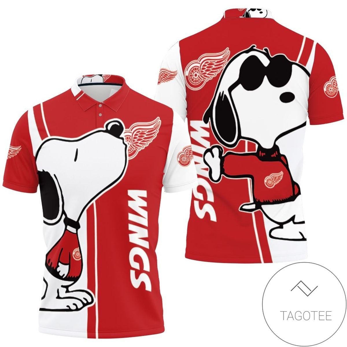 Mens & Womens Detroit Red Wings Snoopy Lover 3d Printed All Over Print Polo Shirt