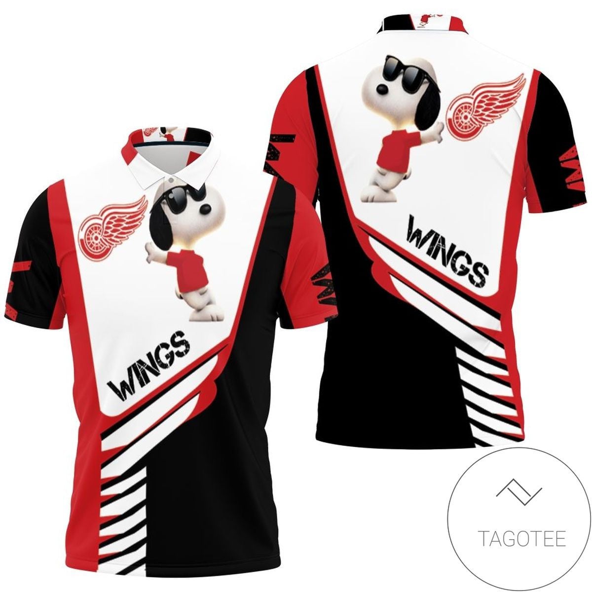 Mens & Womens Detroit Red Wings Snoopy For Fans 3d All Over Print Polo Shirt