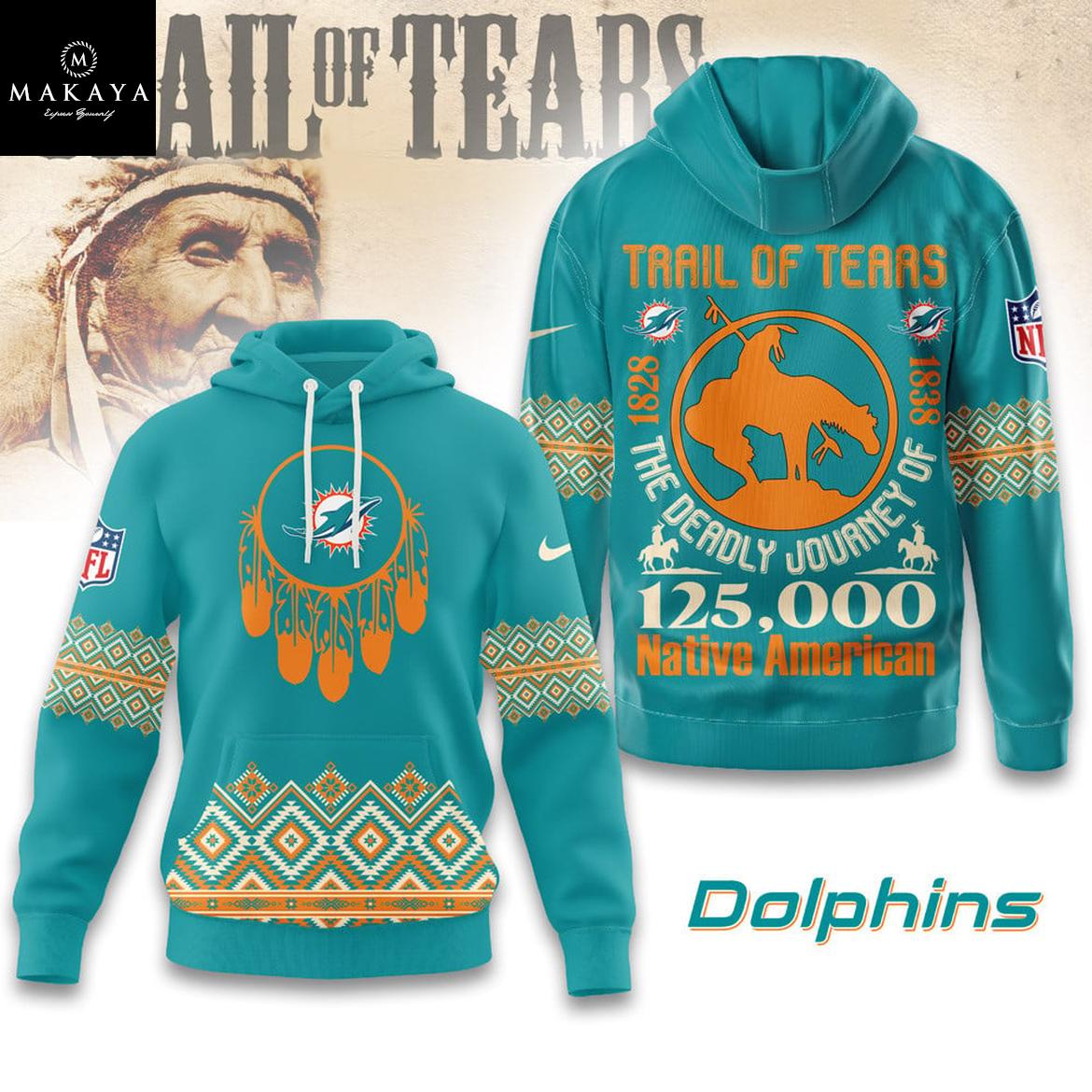 Miami Dolphins NFL Native American Journey 2025 The Trail Of Tears Hoodie