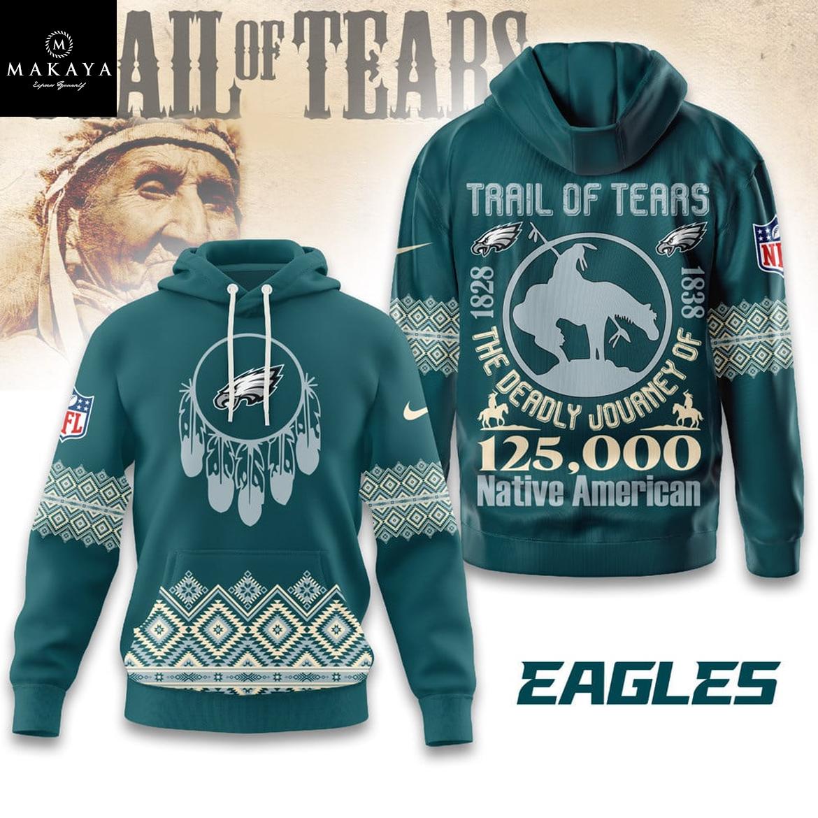 Philadelphia Eagles NFL Native American Journey 2025 The Trail Of Tears Hoodie