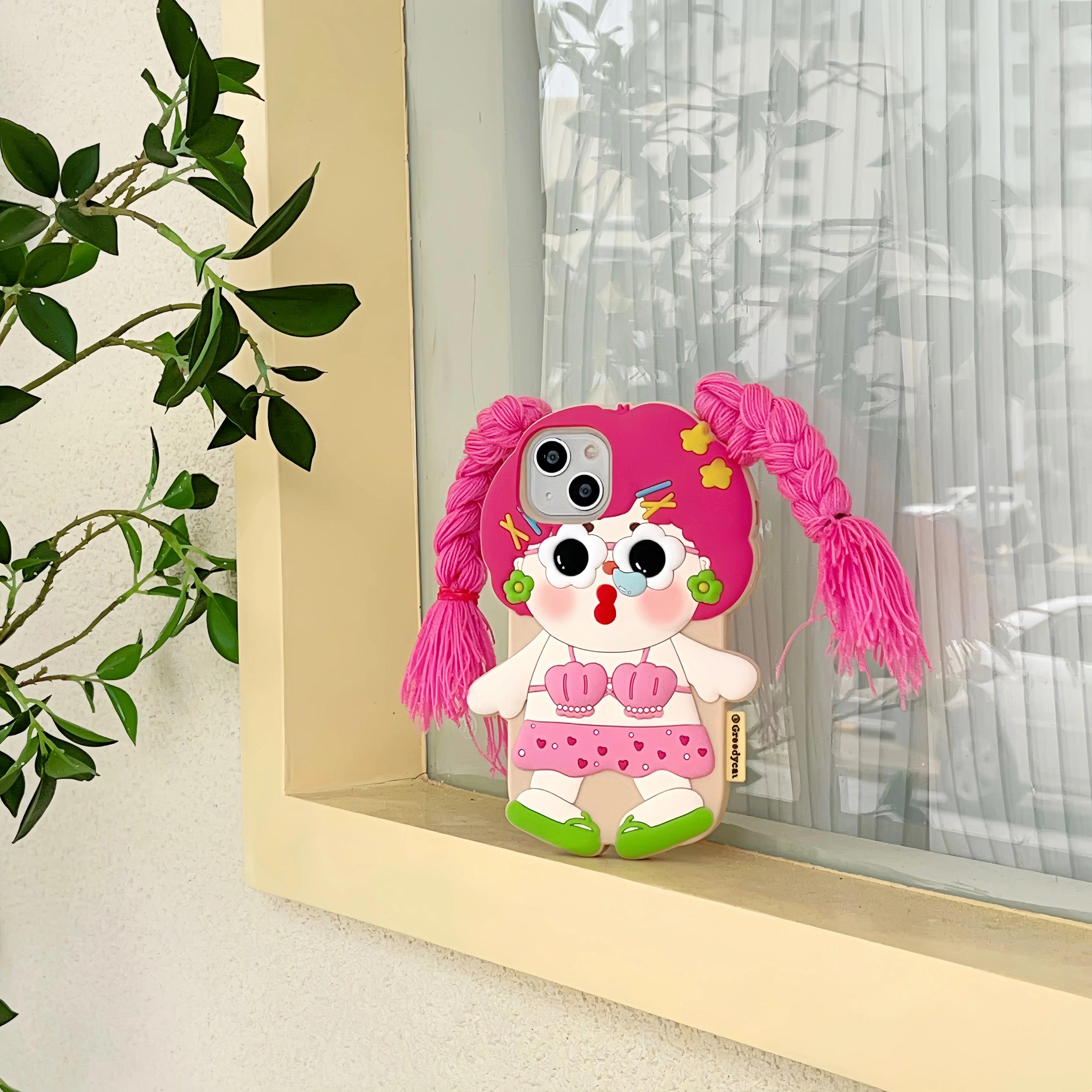 3D cute girl weaving suitable for iPhone 16promax phone case 14 13 Pro 12 11 silicone anti fall protective case