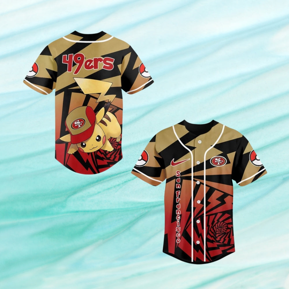 San Francisco 49Ers 2025 Pokemon Trainers Pikachu Fight Baseball Jersey