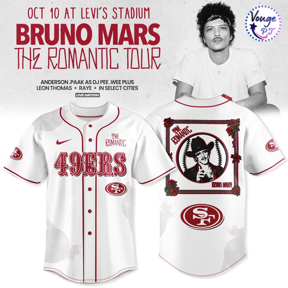 San Francisco 49ers x Bruno Mars – The Romantic Tour 2026 Jersey 