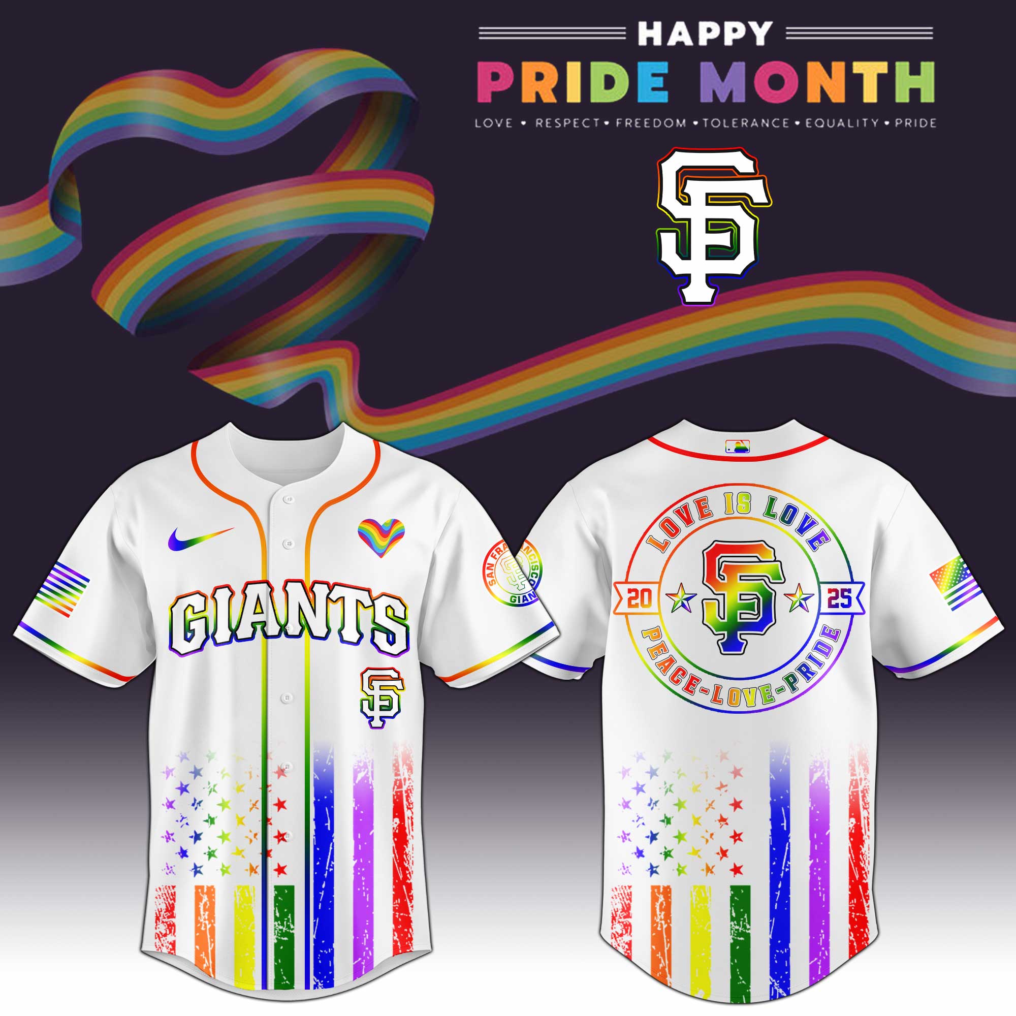 San Francisco Giants Happy Pride Month Baseball Jersey 