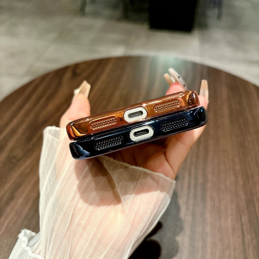 Borderless UltraThin for Magsafe Magnetic Cover Case for iPhone 17 16 15 14 13 Pro Max 17promax 17 Air Plating Transparent Shell