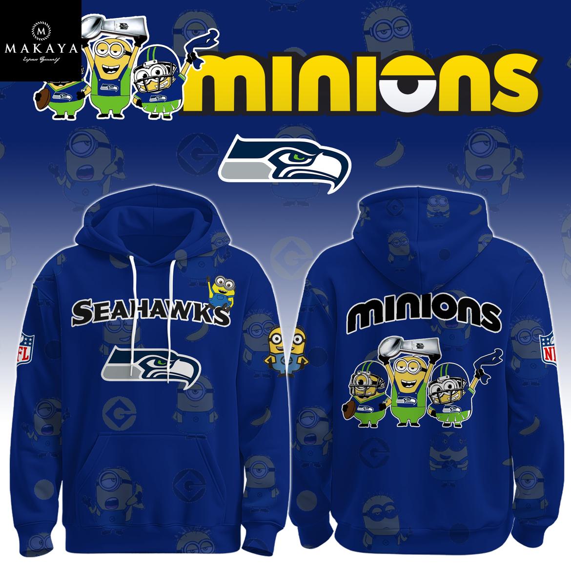 Seattle Seahawks x Minions Celebrate NFL Holiday Game 2025 Hoodie T-Shirt 