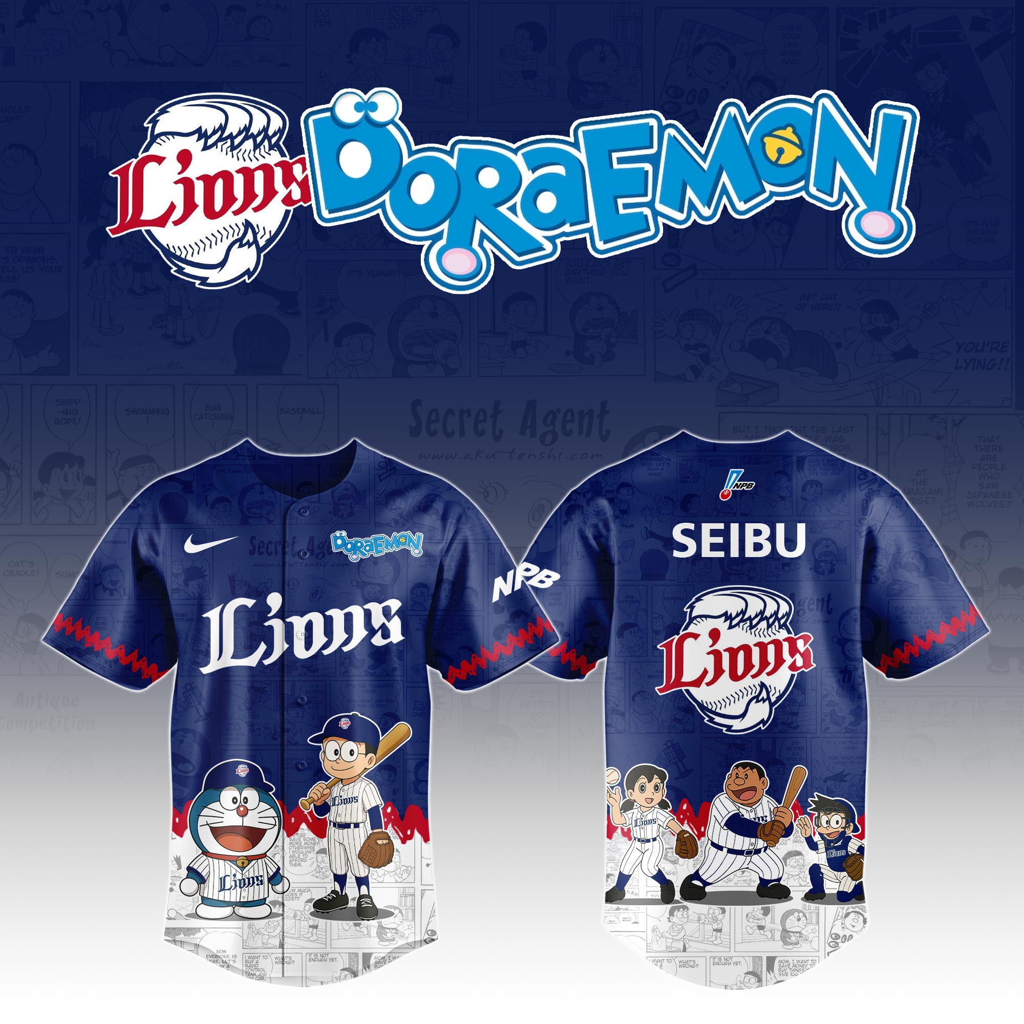 Seibu Lions Doraemon Special Edition Jersey 