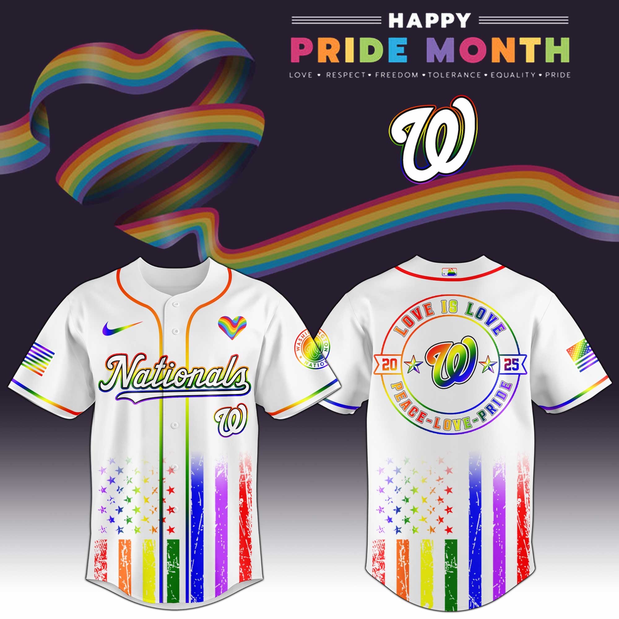 Washington Nationals Happy Pride Month Baseball Jersey 