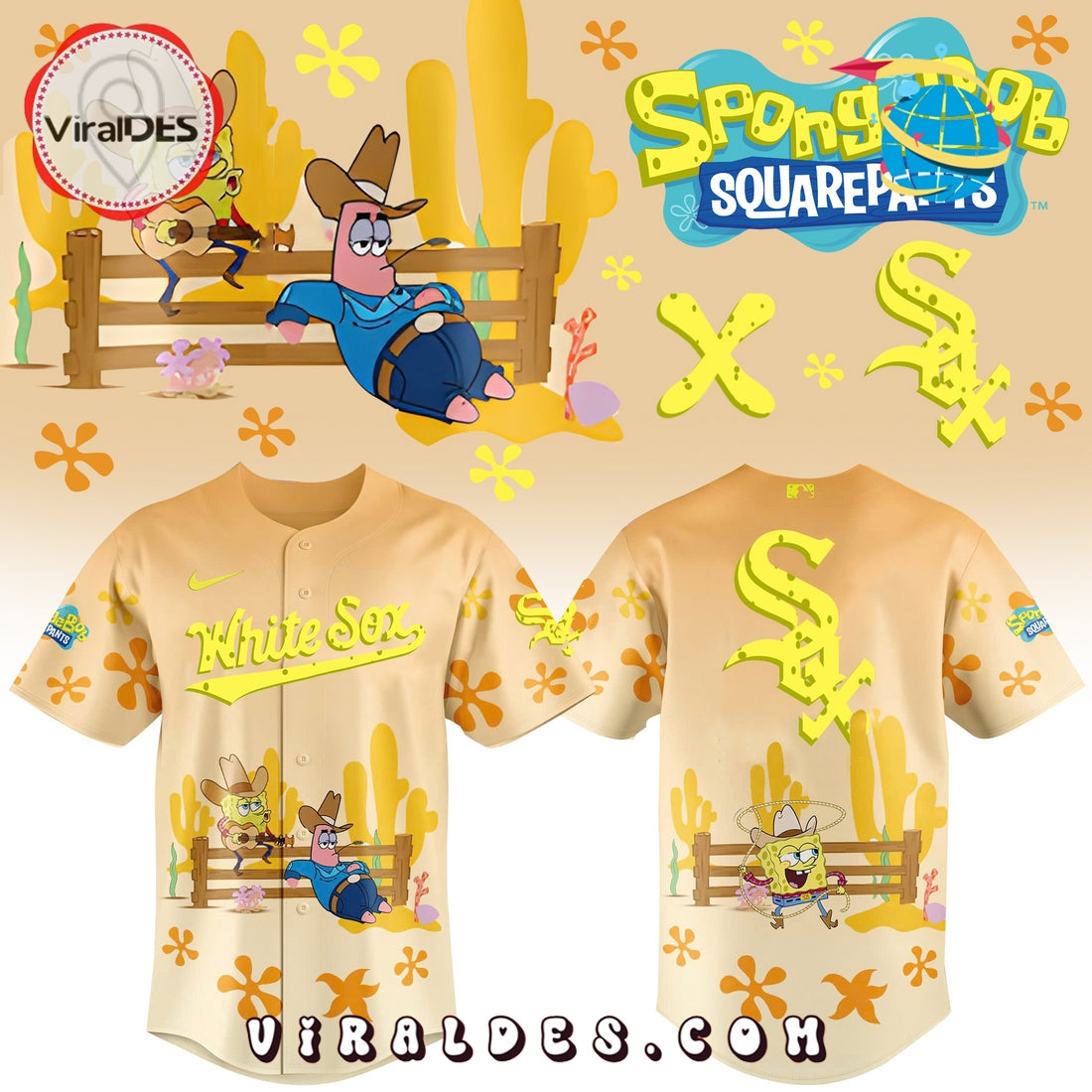 Spongebob Squarepants MLB Chicago White Sox Baseball Jersey